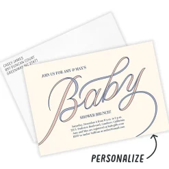Timeless Script Flat Baby Shower Invitation