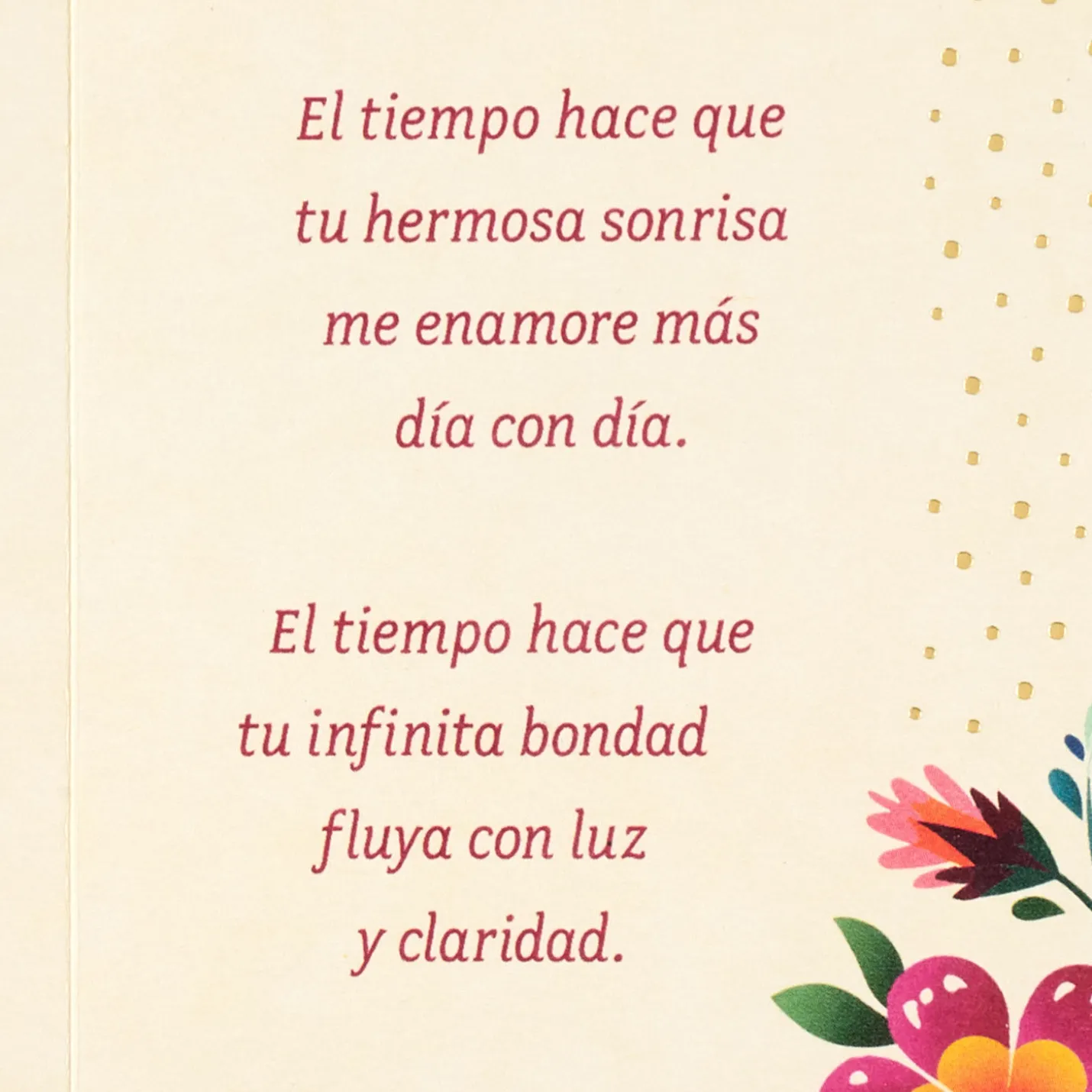 Time Makes You More Beautiful to Me Spanish-Language Romantic Birthday Card