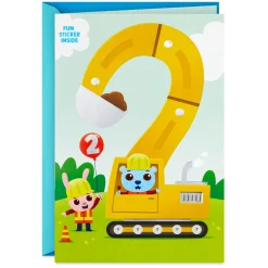Tons of Birthday Fun 2nd Birthday Card With Sticker