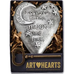 To the Moon Art Heart Sculpture, 4"