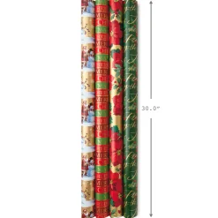 Traditional Christmas 4-Pack Reversible Wrapping Paper Rolls, 150 sq. ft.