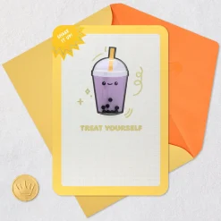 Treat Yourself Boba Tea Confetti Shaker Birthday Card