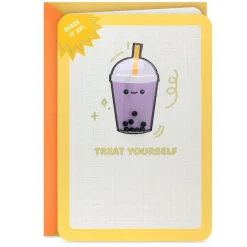Treat Yourself Boba Tea Confetti Shaker Birthday Card