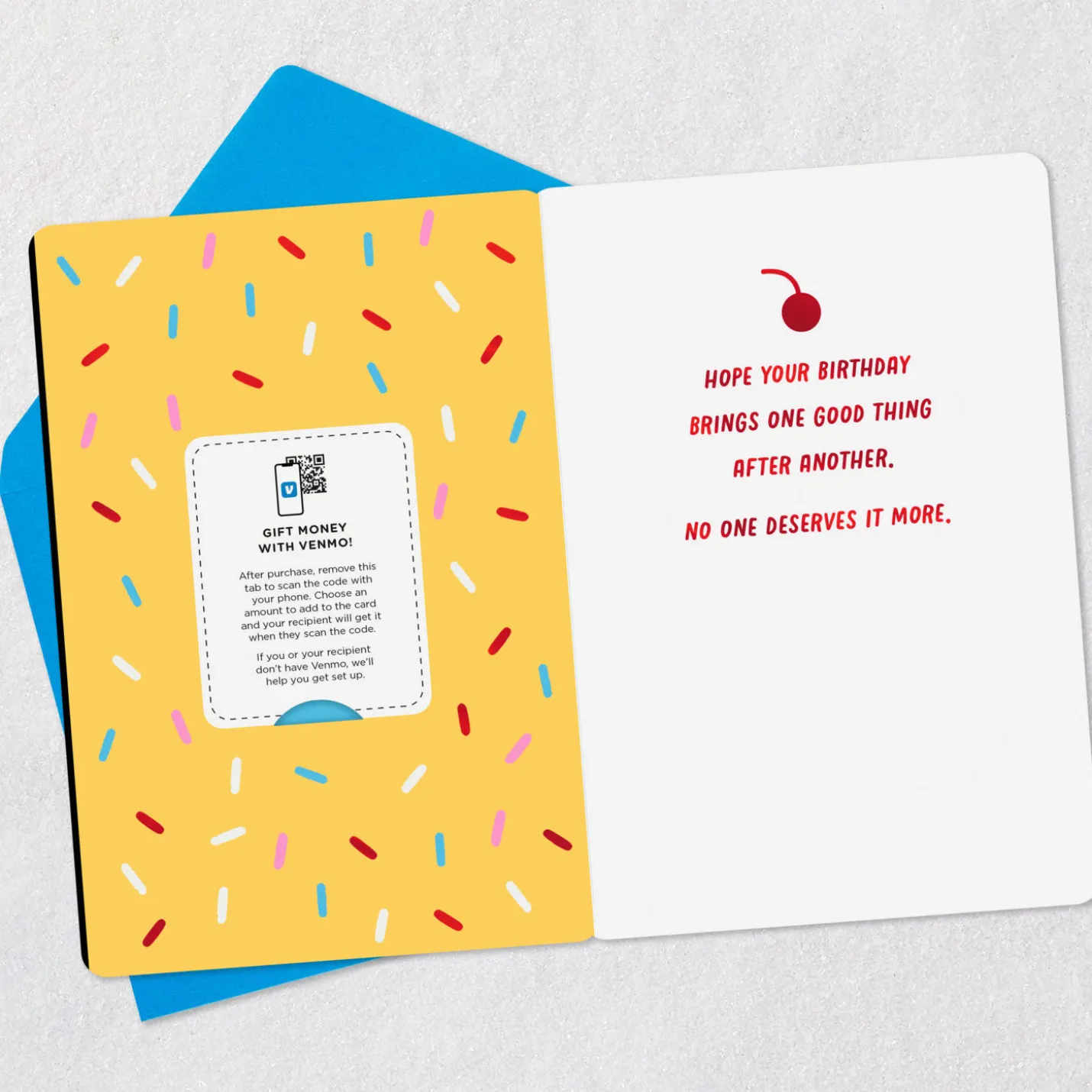 Treat Yourself Ice-Cream Cone and Confetti Venmo Birthday Card
