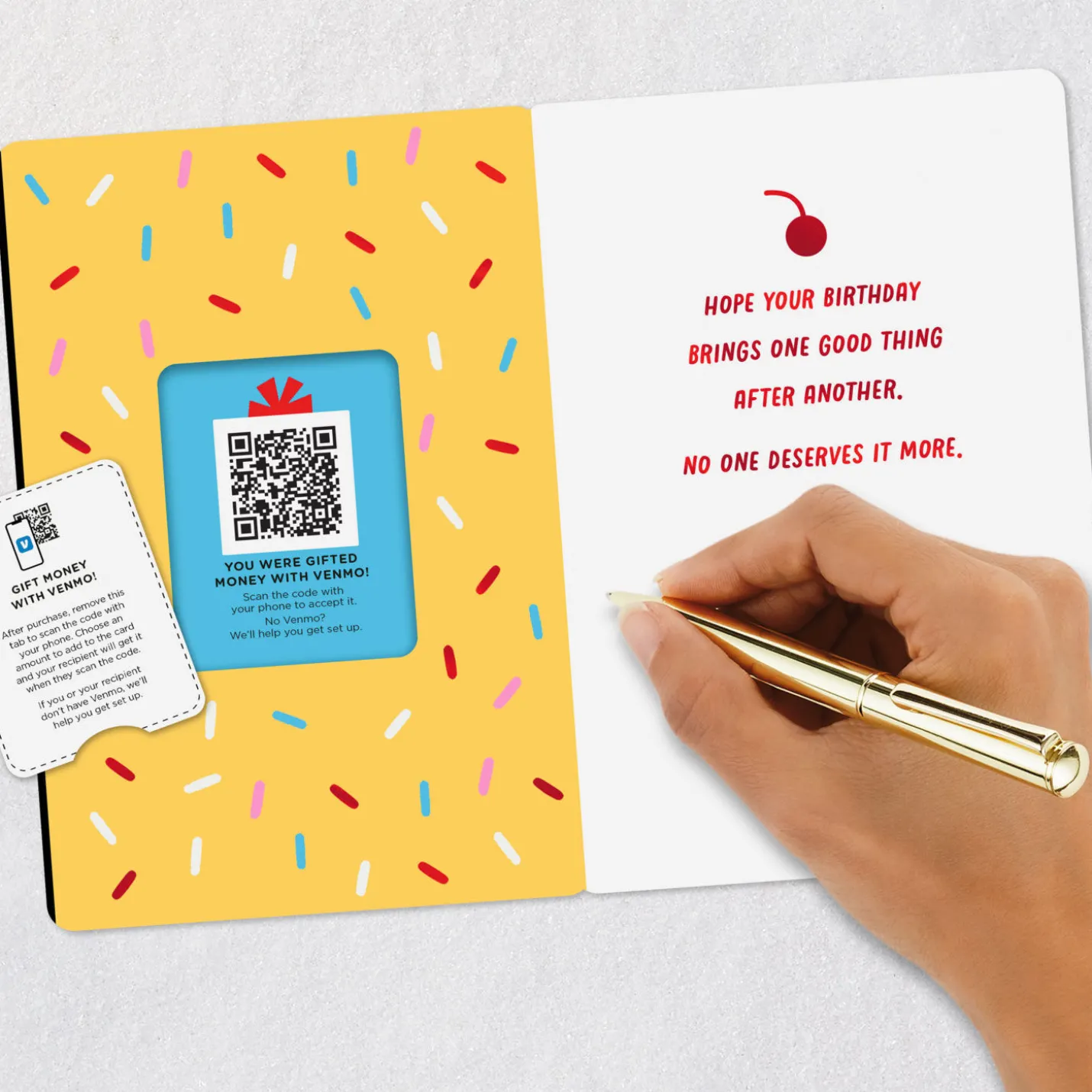 Treat Yourself Ice-Cream Cone and Confetti Venmo Birthday Card