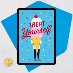 Treat Yourself Ice-Cream Cone and Confetti Venmo Birthday Card