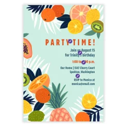 Tropical Fruit Flat Birthday Invitation