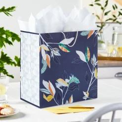 15" Tropical Stems on Navy Extra-Deep Gift Bag