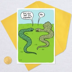 Two Snakes and a Cupcake Funny Birthday Card