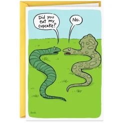 Two Snakes and a Cupcake Funny Birthday Card