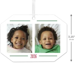 Two-Photo Metal Personalized Ornament, Custom Photo and Text