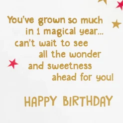Unicorn and Rainbow First Birthday Card