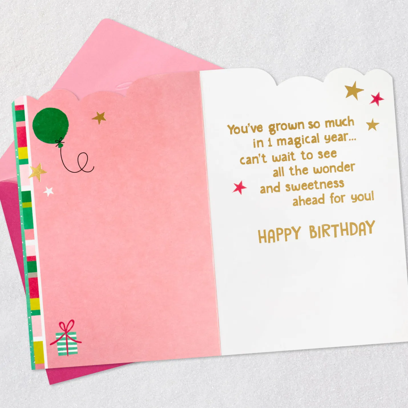 Unicorn and Rainbow First Birthday Card