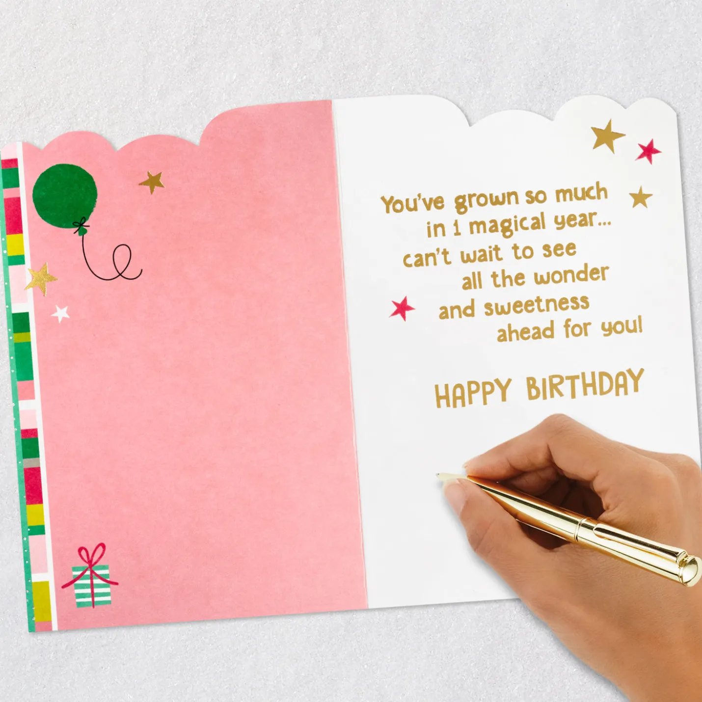 Unicorn and Rainbow First Birthday Card