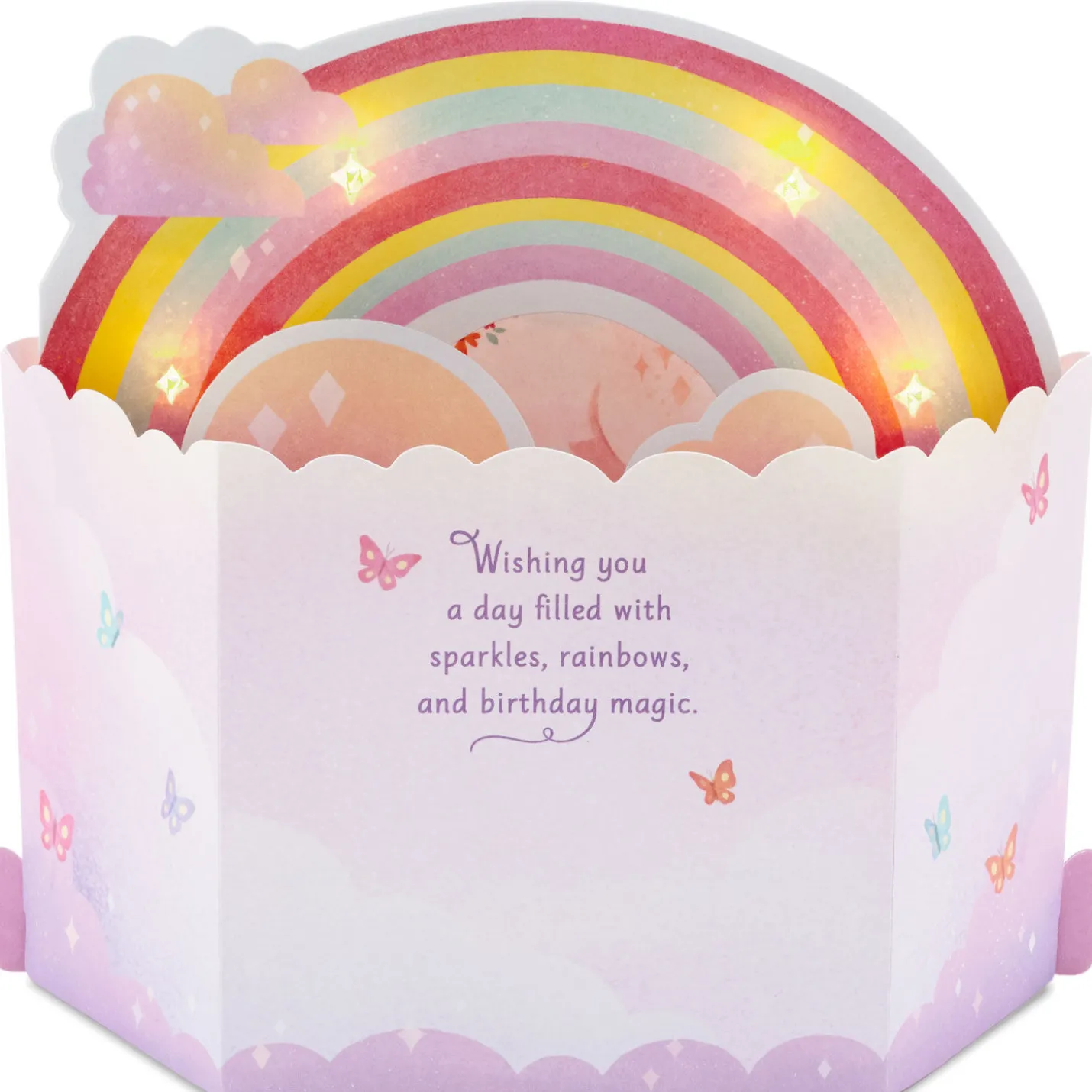 Unicorn Rainbow Musical 3D Pop-Up Birthday Card With Light