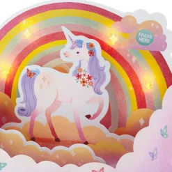 Unicorn Rainbow Musical 3D Pop-Up Birthday Card With Light
