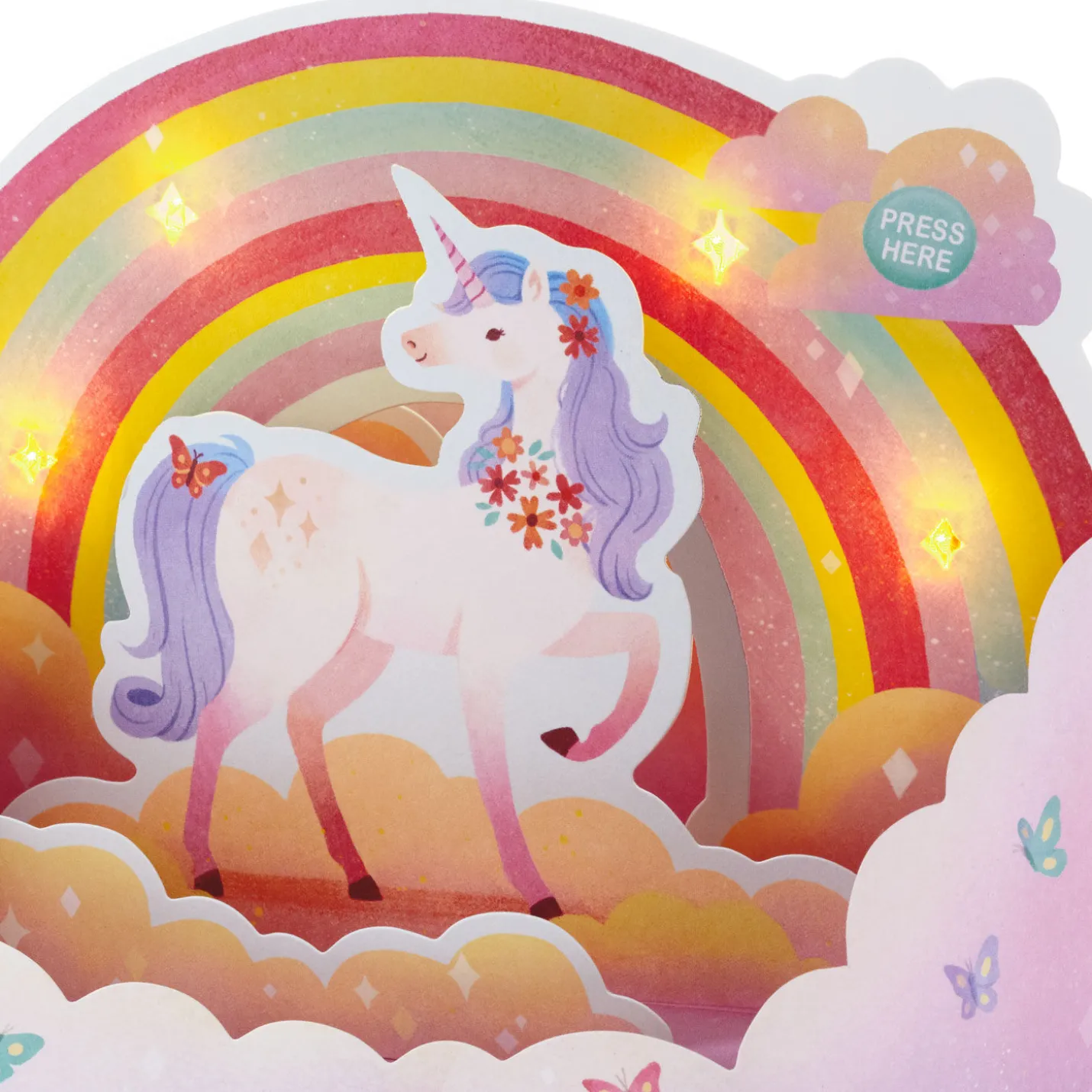 Unicorn Rainbow Musical 3D Pop-Up Birthday Card With Light