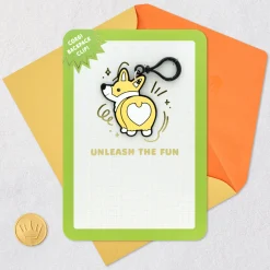 Unleash the Fun Birthday Card for Kids With Corgi Dog Backpack Clip