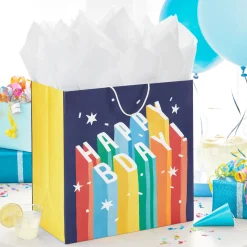 15" Uplifted Lettering Extra-Deep Birthday Gift Bag