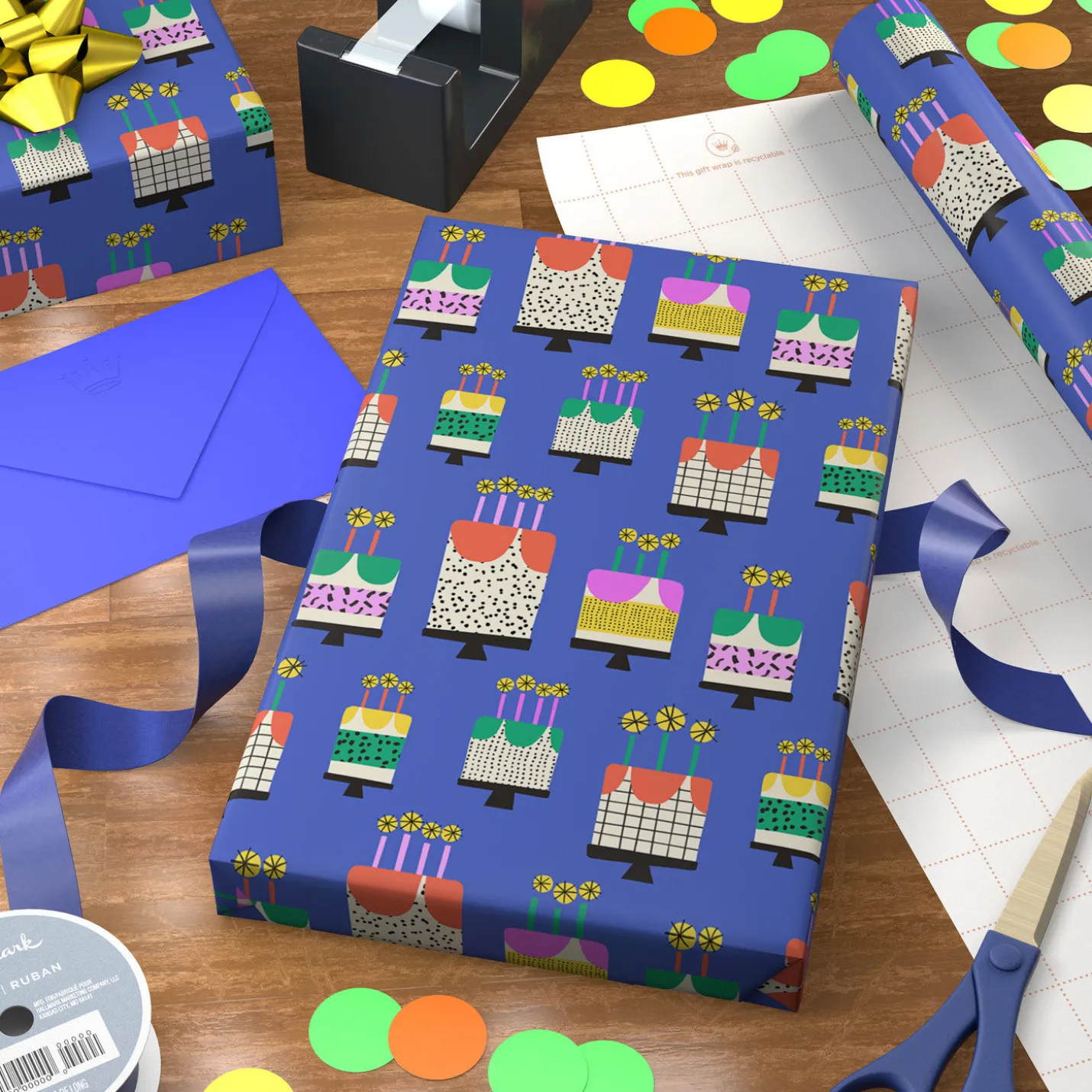Vanilla-Scented Birthday Cakes Wrapping Paper Roll, 15 sq. ft.