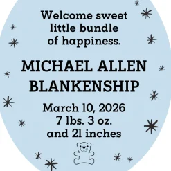 Vertical Oval Metal Personalized Ornament, Custom Text