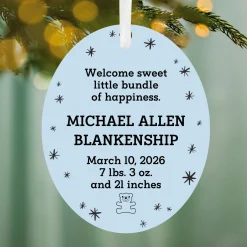 Vertical Oval Metal Personalized Ornament, Custom Text