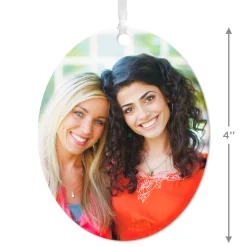 Vertical Oval Metal Personalized Ornament, Custom Photo