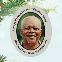 Vertical Oval Metal Personalized Ornament, Custom Photo and Text