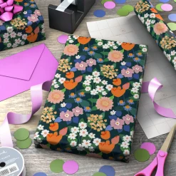 Vibrant Flowers Wrapping Paper Mini Roll, 38.8 sq. ft.