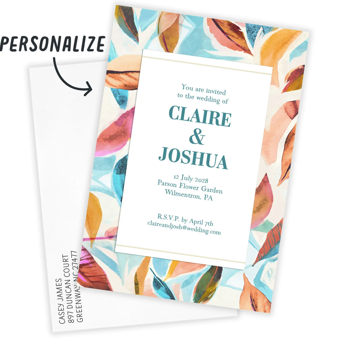 Vibrant Leaves Flat Wedding Invitation