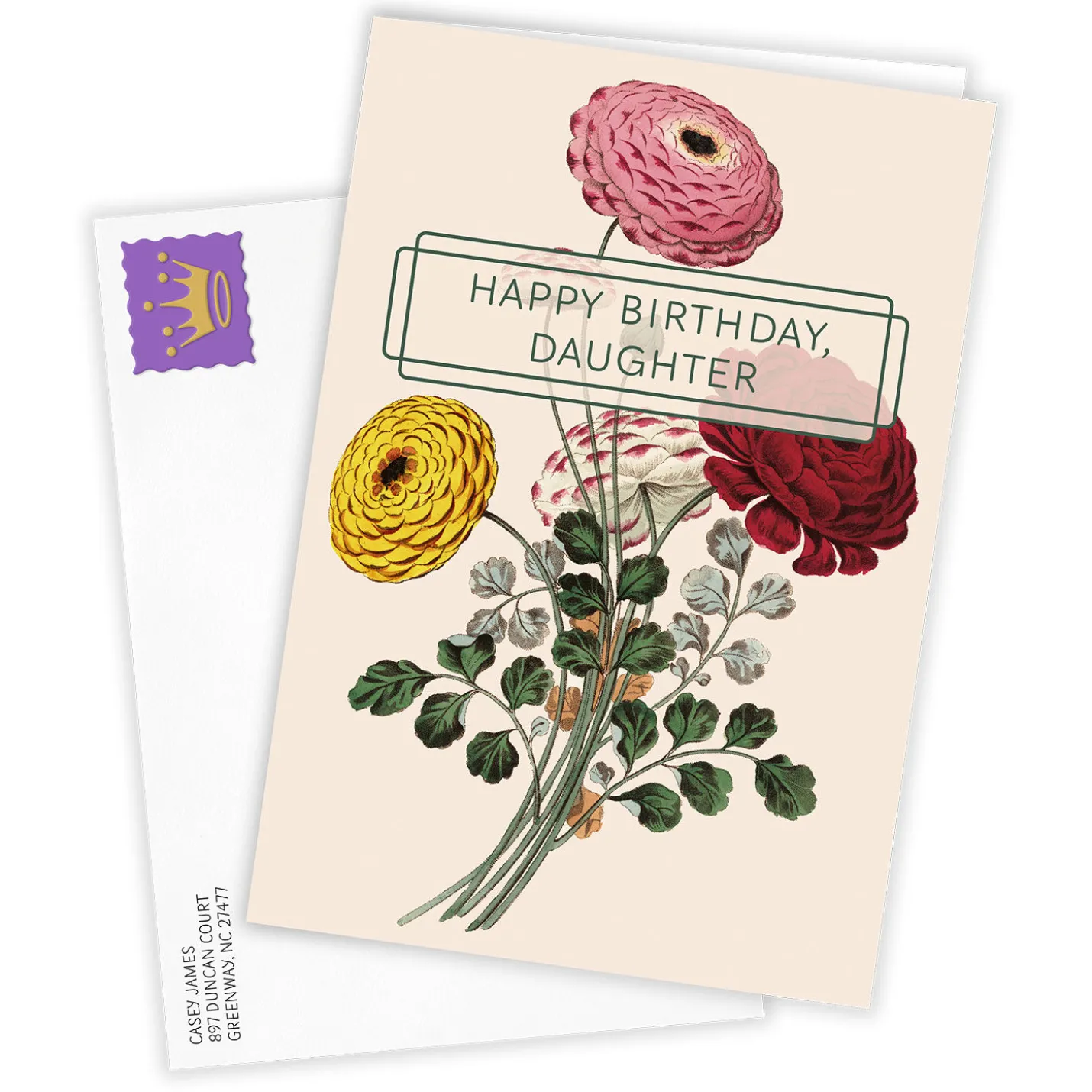 Vintage Zinnia Flowers Custom Card