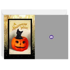 Vintage Black Cat Custom Halloween Card