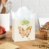 5.5" Vintage Floral Butterfly on Cream Small Square Gift Bag