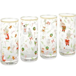 Vintage Santa and Friends Drinking Glasses, Set of 4