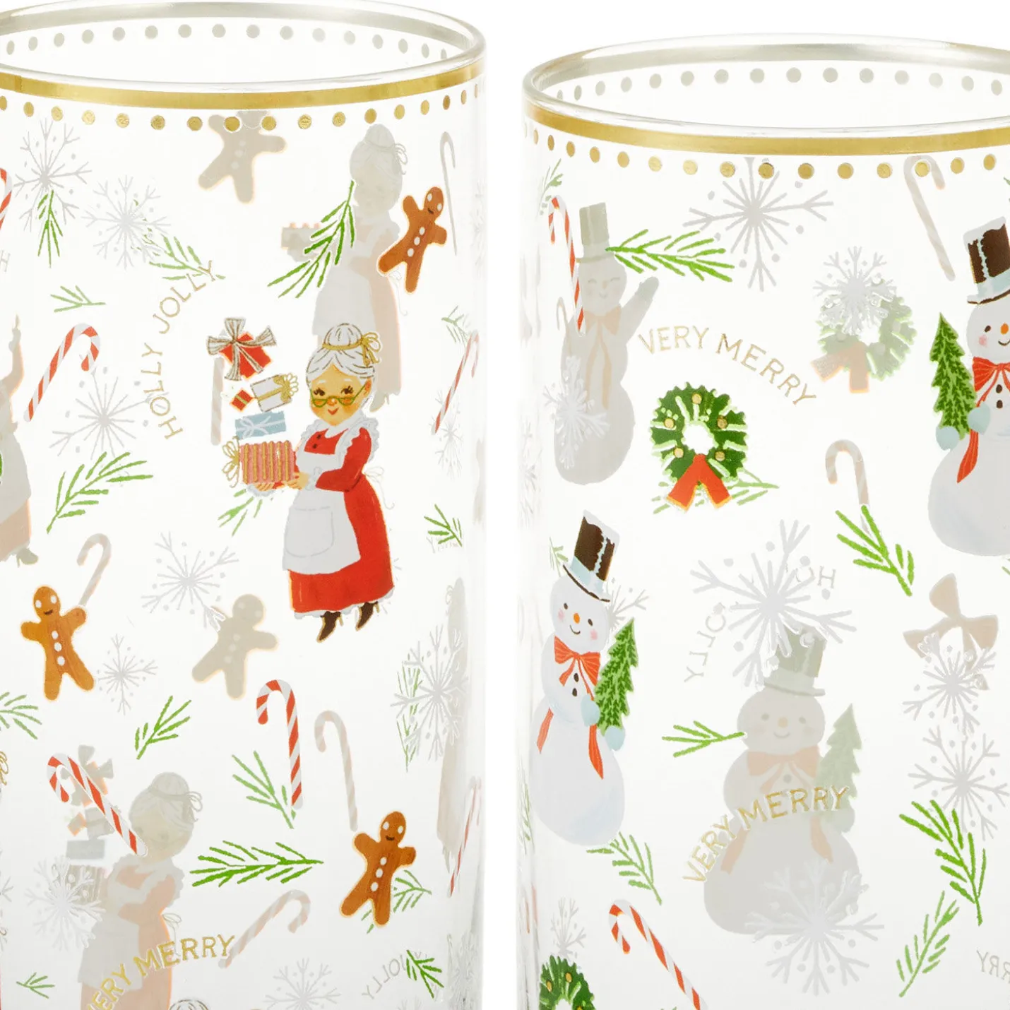 Vintage Santa and Friends Drinking Glasses, Set of 4