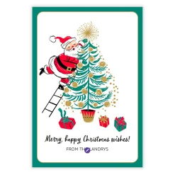 Vintage Santa Flat Christmas Photo Card