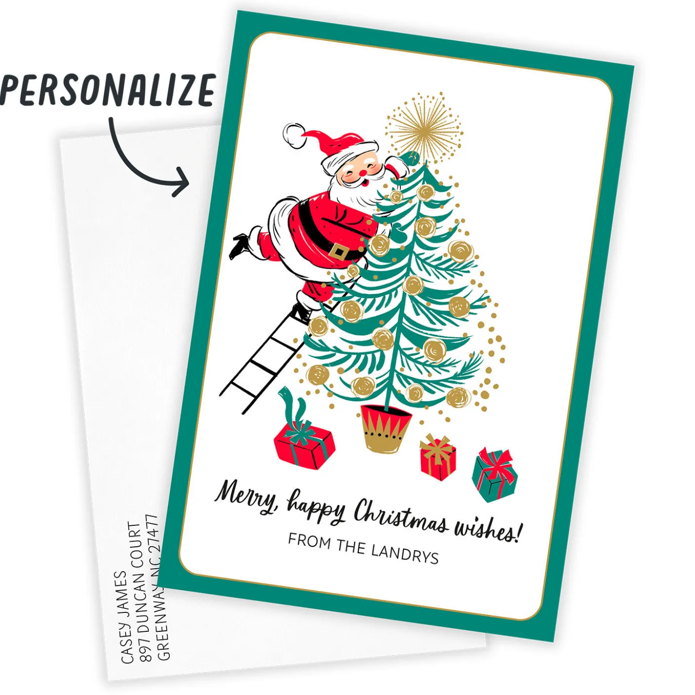 Vintage Santa Flat Christmas Photo Card