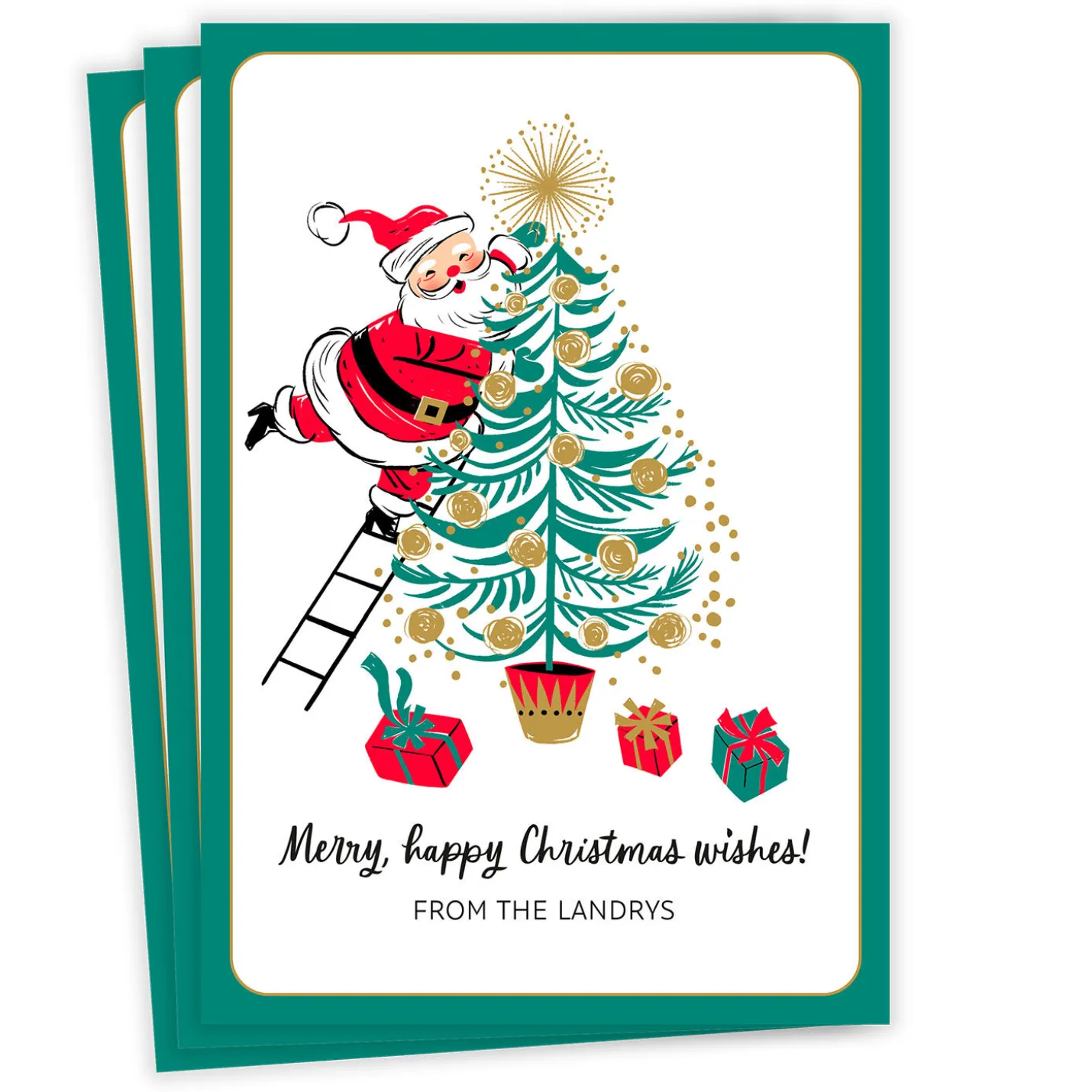 Vintage Santa Flat Christmas Photo Card
