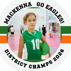 Volleyball Round Metal Personalized Ornament, Custom Photo and Text