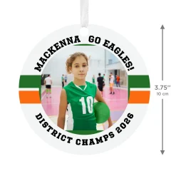 Volleyball Round Metal Personalized Ornament, Custom Photo and Text
