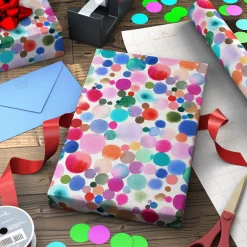 Watercolor Dots Wrapping Paper Roll, 20 sq. ft.