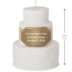 Wedding Cake Ceramic Personalized Ornament, Custom Text