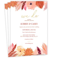 We Do Pink Florals Wedding Invitation
