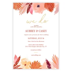 We Do Pink Florals Wedding Invitation