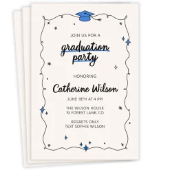 Whimsical Doodles Flat Graduation Party Invitation