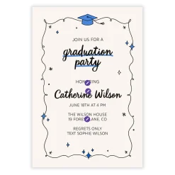 Whimsical Doodles Flat Graduation Party Invitation