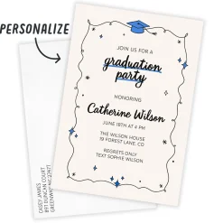 Whimsical Doodles Flat Graduation Party Invitation