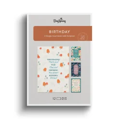 Whimsical Florals Assorted Religious Birthday Cards, Box of 12