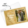 Whimsical Golden Foliage Flat Wedding Thank You Photo Card