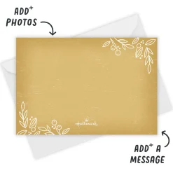 Whimsical Golden Foliage Flat Wedding Thank You Photo Card